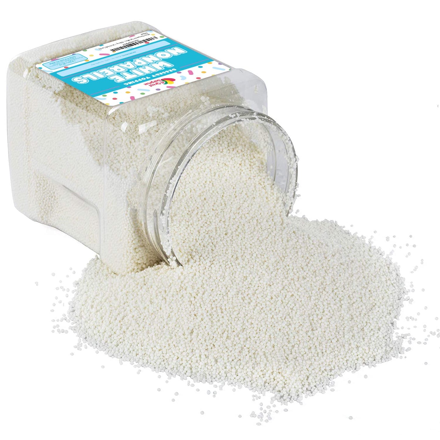 White Nonpareils Sprinkles - 1.8 LB Bulk Candy - Non Pareils Jimmies - Toppings for Cake Decorating, Cupcakes, Baking