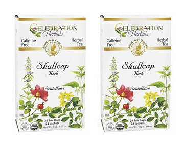 Celebration Herbals - Organic Skullcap Herb Herbal Tea - 24 Tea Bags 2 Pack