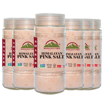 Himalayan Chef Himalayan Salt Fine Glass Shaker, 1.1 lb Pack of 6, Pink