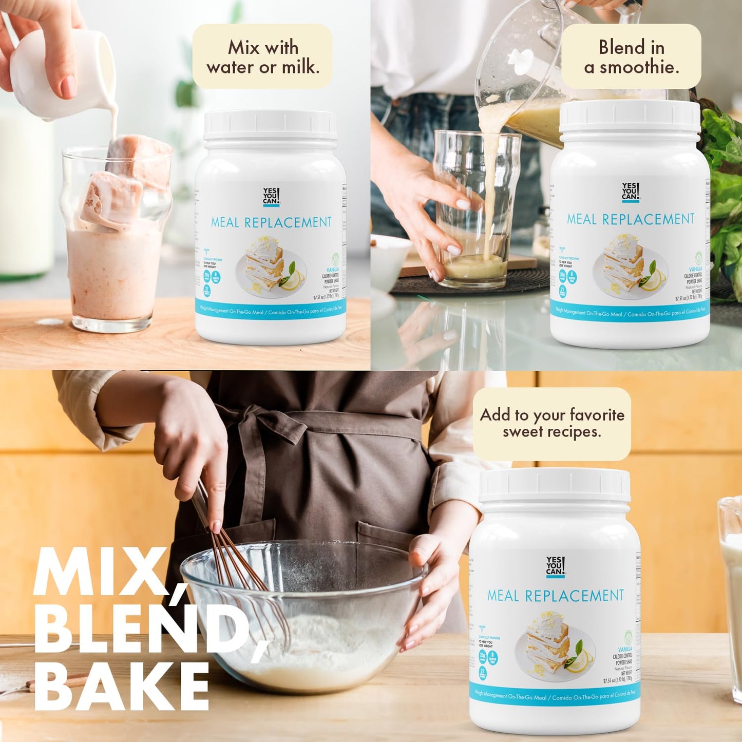 Yes You Can! Meal Replacement Shake - Vanilla - 15 Servings (Pack of 2) - Nutritious Protein Powder with Vitamins and Minerals