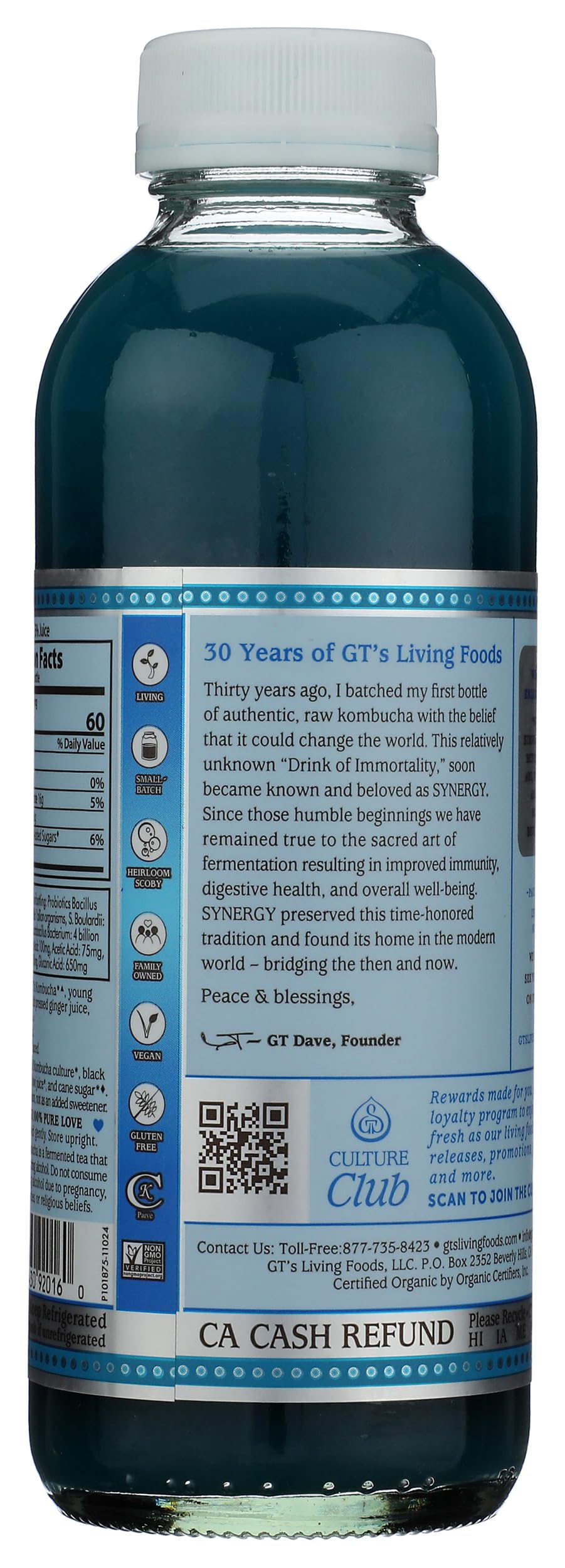 SYNERGY The Real Kombucha - Sacred Life - 16 fl oz Bottle - Raw Probiotic Drink for Gut Health and Immune Support