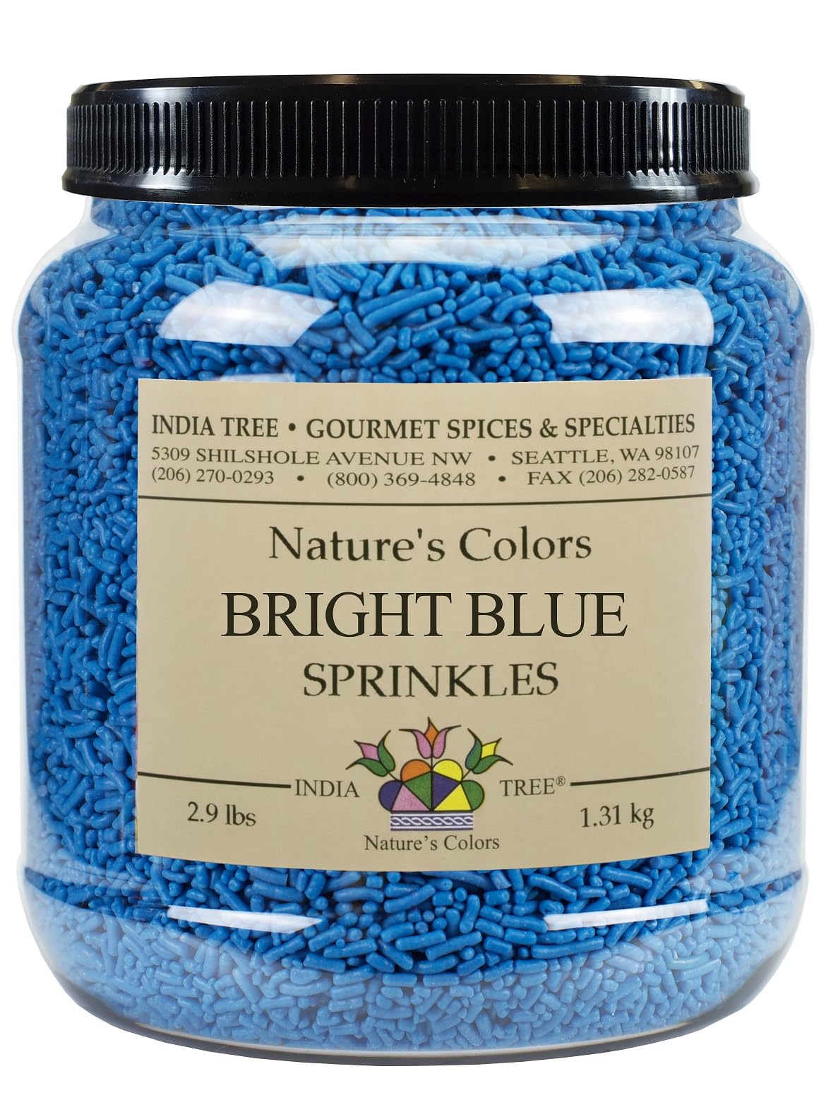 India Tree Nature's Colors Bright Blue Sprinkles - 2.9 lb Bulk | Natural, Vegan, Non-GMO, Top 9 Allergen-Free