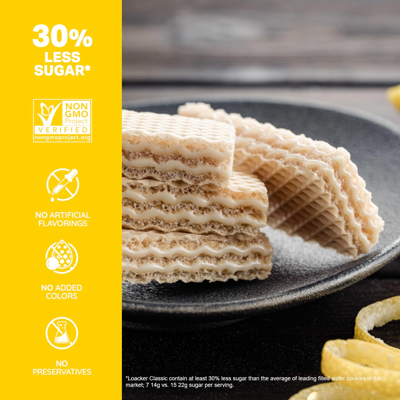 Loacker Classic Lemon Wafers - Premium Crispy Wafer Cookies With Lemon Cream Filling - Multipack Of 12 Snack Packs - Non-Gmo - Sicilian Lemons - 45G/1.59Oz, Pack Of 12