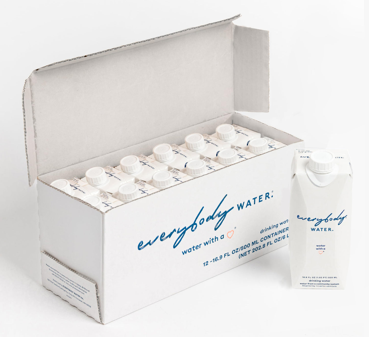 Everybody Water  Boxed Water  enhanced Filtered Still Waters  12 Pack Reverse Osmosis  Bulk Eco-Friendly  BPA Free  Fully Recyclable Plant Based Carton - Certified Woman Owned 16.9 Fl Oz / 500ml Carton (Pack of 12)