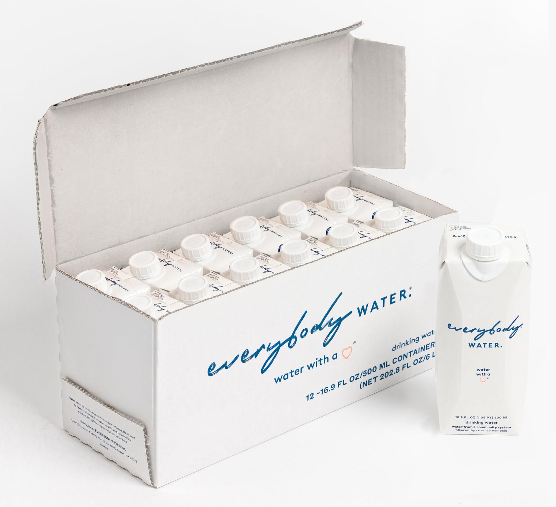 Everybody Water  Boxed Water  enhanced Filtered Still Waters  12 Pack Reverse Osmosis  Bulk Eco-Friendly  BPA Free  Fully Recyclable Plant Based Carton - Certified Woman Owned 16.9 Fl Oz / 500ml Carton (Pack of 12)