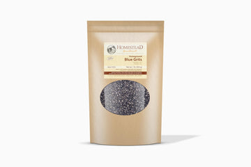 Homestead Gristmill Stone Ground Blue Corn Grits - Non-GMO, Chemical-Free Finely Ground Stoneground Grits - Long Shelf Life - Ma