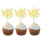 YCTHUNFISH 24 Pack Cupcake Toppers Glitter for 16th Birthday, Bamboo Material, Gold Color