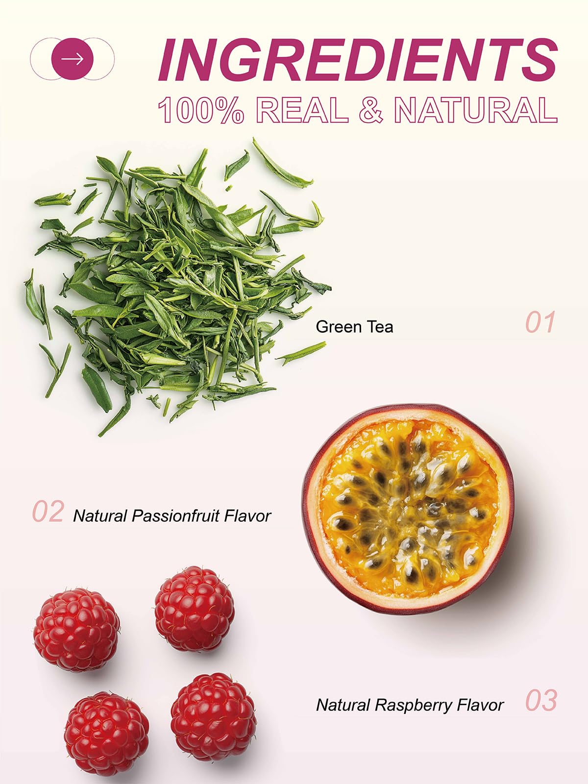 Teelux Passionfruit Raspberry Green Tea, Passion Fruit & Raspberry Flavored Green Tea, Aromatic & Refreshing, 100 Count