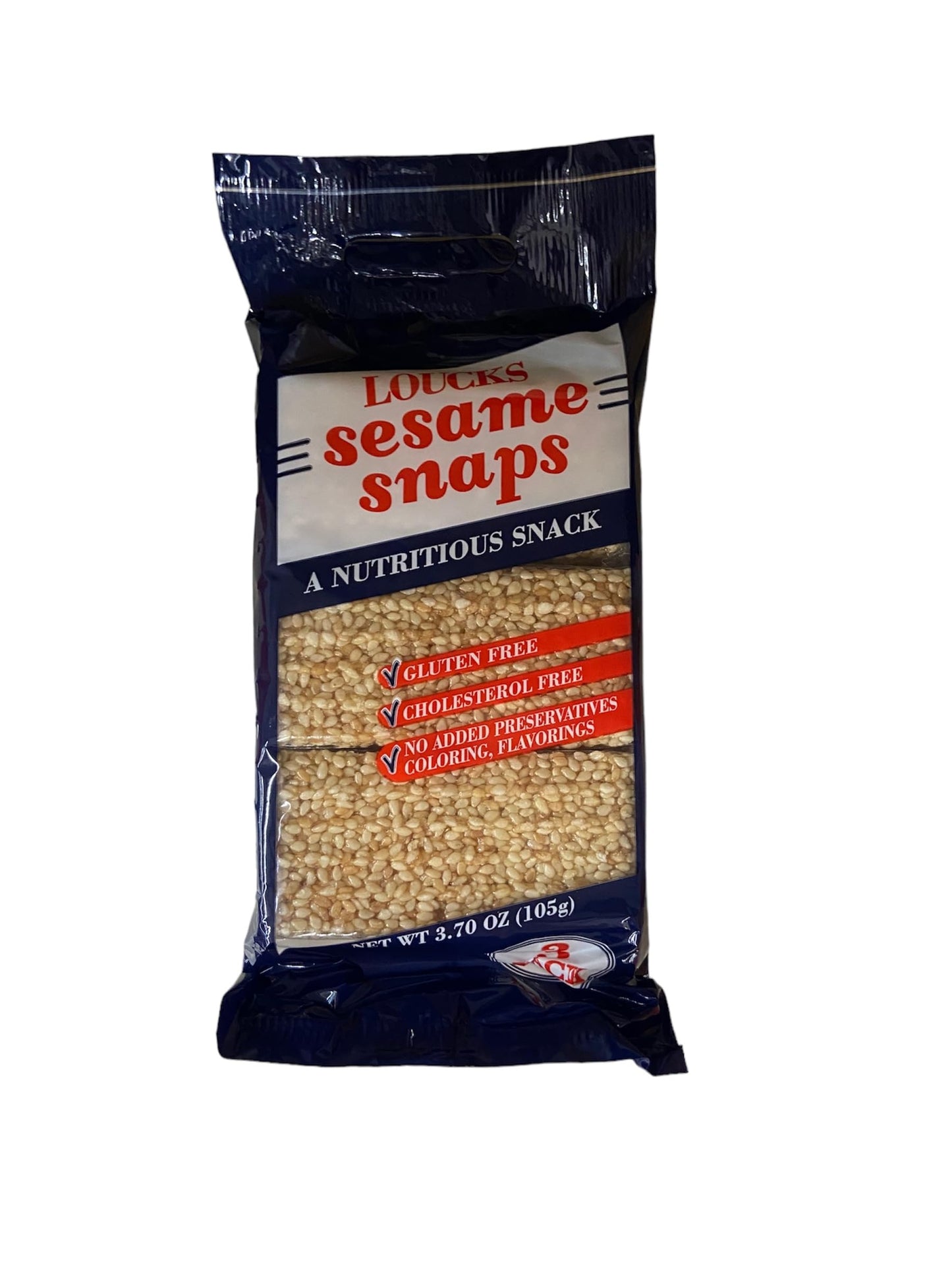 Loucks Sesame Snaps - Nutty, Sweet, And Crunchy   – 3.7 Oz (Pack Of 3)
