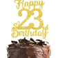 23 Birthday Cake Toppers - Gold Glitter, 23Rd Birthday Decorations For Men & Women