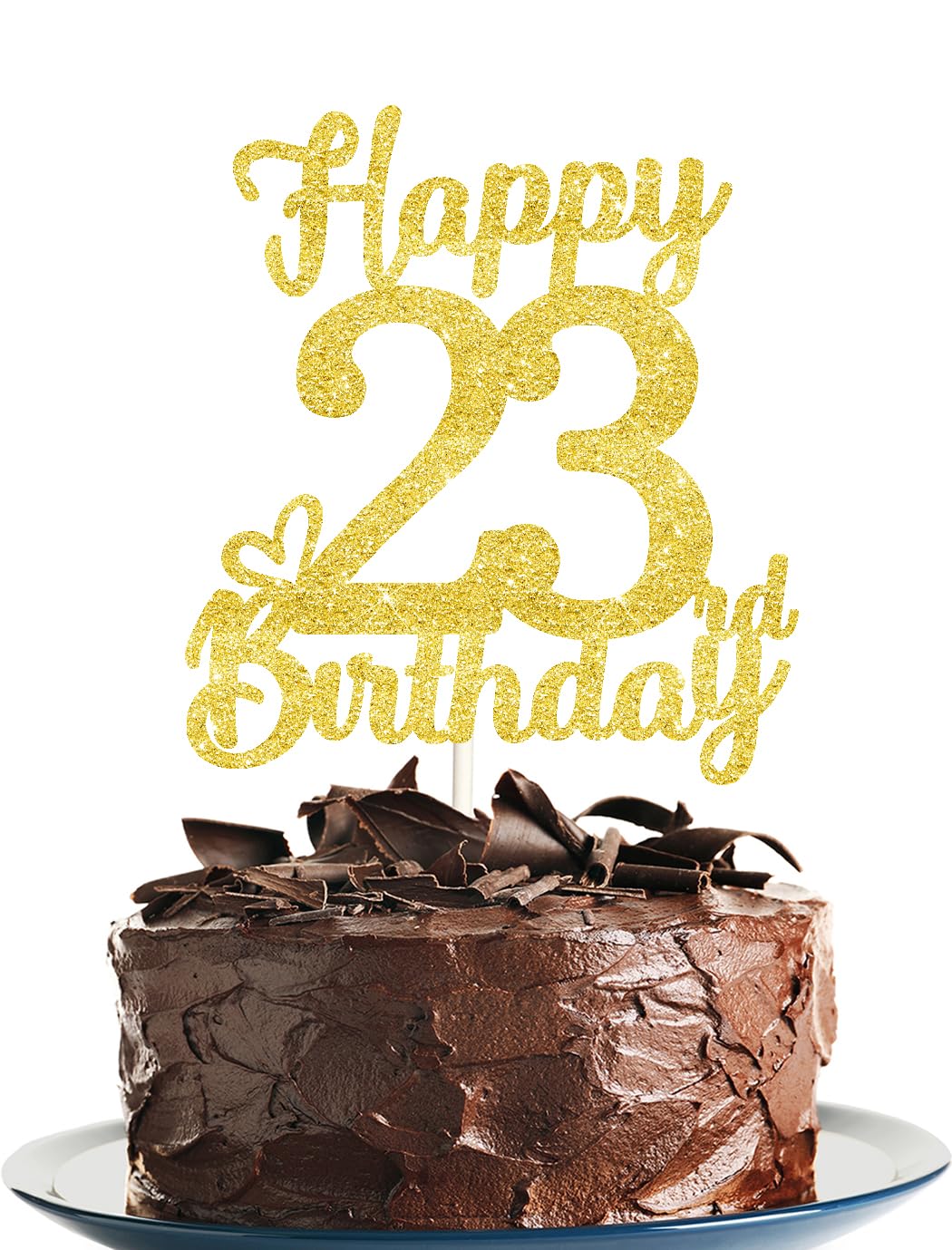 23 Birthday Cake Toppers - Gold Glitter, 23Rd Birthday Decorations For Men & Women
