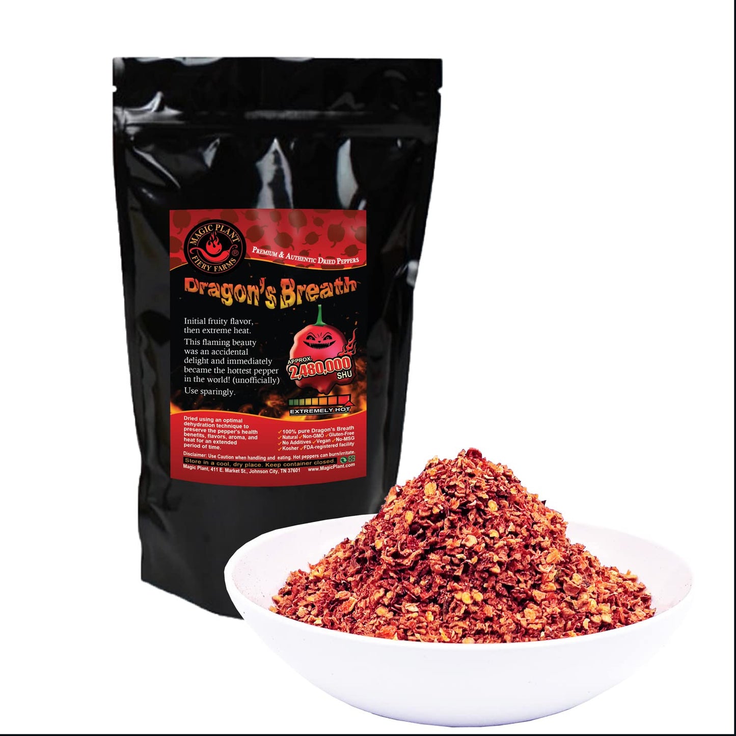 Magic Plant Dragons Breath Pepper Whole Pods, Intensely Hot Dried Red Chiles, 1 Kg (35.27 Oz) Bulk Size
