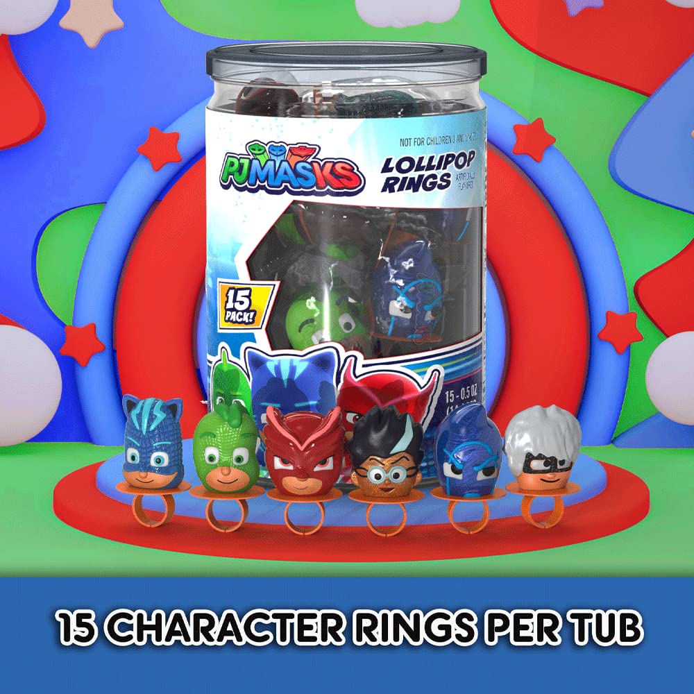 Pj Masks Lollipop Rings 15Pk - Ring Candy For Kids For Pj Masks Birthday Party Supplies & Pj Mask Birthday Decorations - Pj Mask