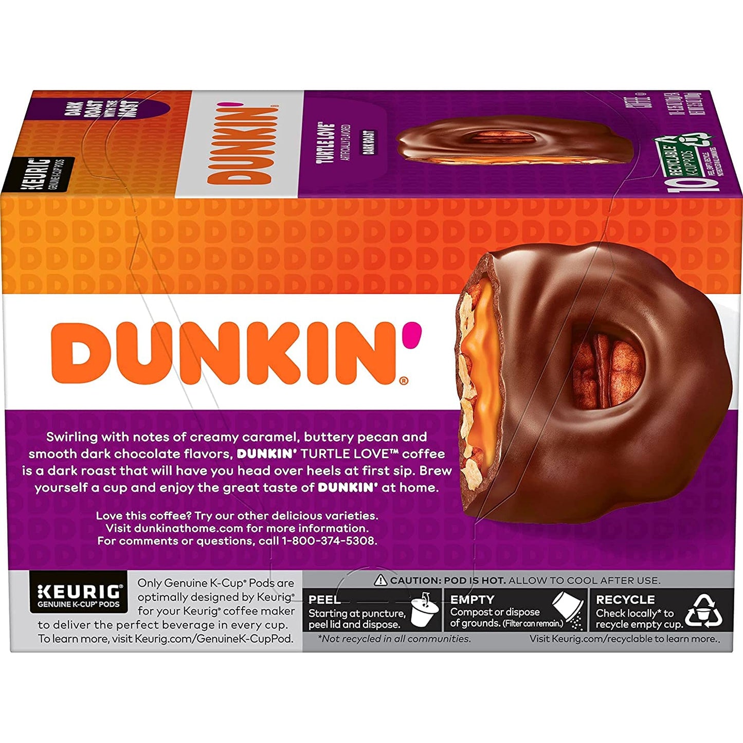 Dunkin Turtle Love Flavored K Cups, 10 Count