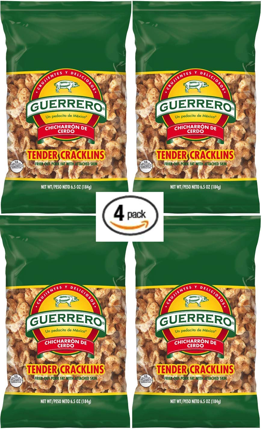 Guerrero Tender Cracklins, 6.5 Ounce - 4 Packs