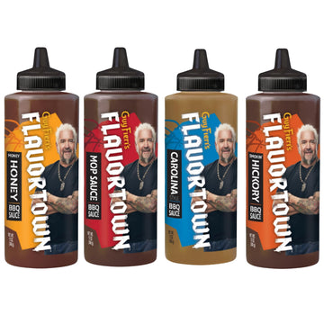 Flavortown BBQ Sauce Variety Pack - Gourmet BBQ Sauce  Barbecue Sauce Set  BBQ Sauce Sampler  Grilling Sauces Gift Set  Carolina  Money Honey  Mop  Smokin Hickory - 14 Ounce (Pack of 4)