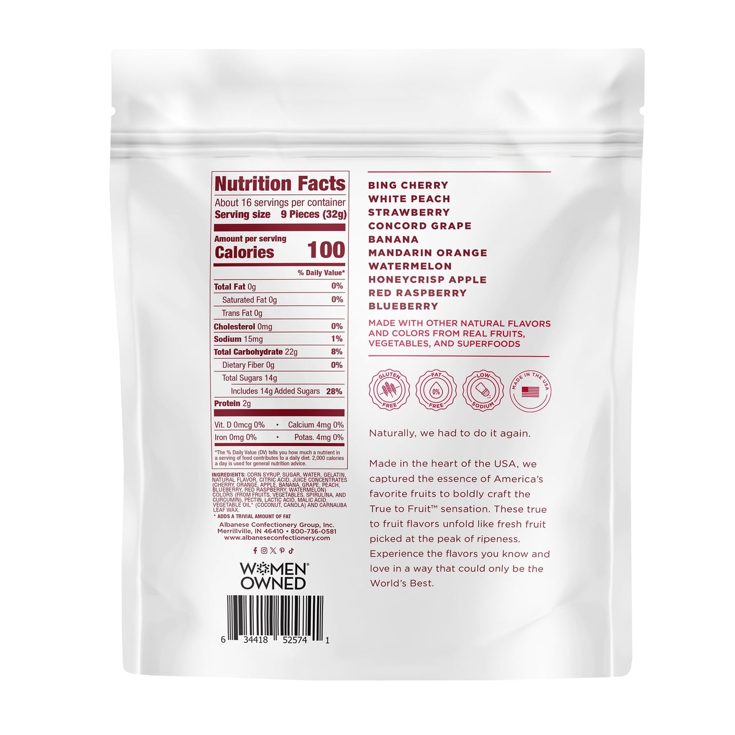 Albanese American Favorite Fruits Gummies – 18.75oz Bag of Red Candy