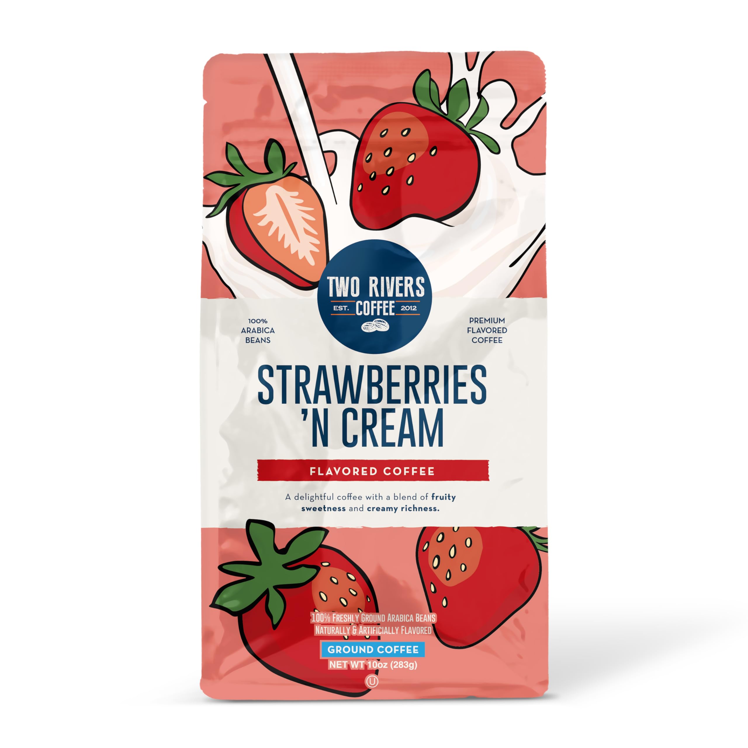 Two Rivers Coffee Strawberries N Cream Flavored Ground Coffee, Perfect ...