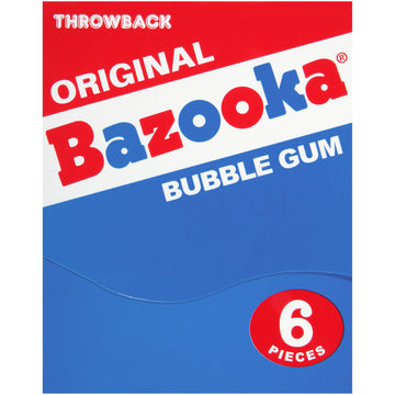 Bazooka Bubble Gum Individually Wrapped Pink Chewing Gum In Original Flavor - 6 Piece Mini-Wallet Packs (Pack Of 12) - Fun Holiday Stocking Stuffers - Festive Christmas Candy Gift For Kids