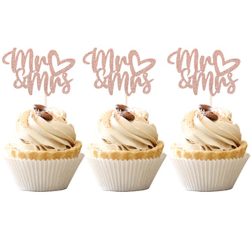 36 Pcs Mr & Mrs Cupcake Toppers With Love Heart Wedding Engagement Cake Picks Decorations For Bridal Shower Birthday Party Suppl