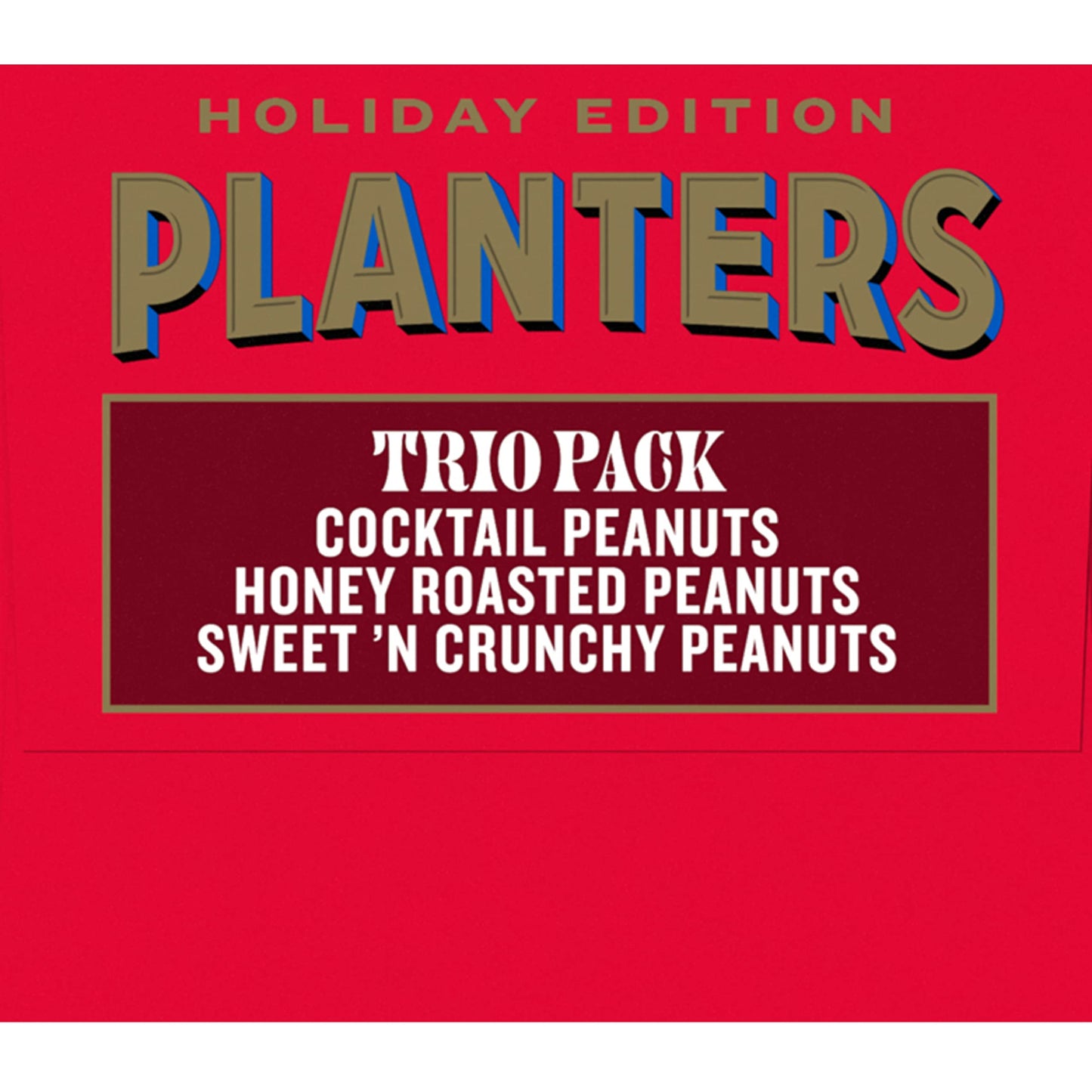 Planters Peanuts Holiday Trio Pack - Sweet n Crunchy, Honey Roasted, Cocktail - 3 Count Canisters - Blue/Black