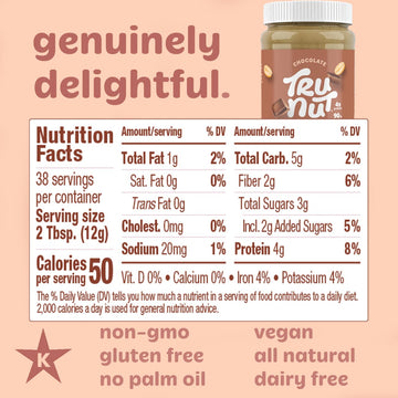 Tru-Nut Chocolate Peanut Butter Powder - Vegan, 4g Protein, 50 Calories - 16oz, Pack of 1