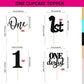 24Pack First Birthday Cupcake Topper - Glitter Black One Cupcake Picks,1St Birthday Cupcake Decorations Supplies (Black)