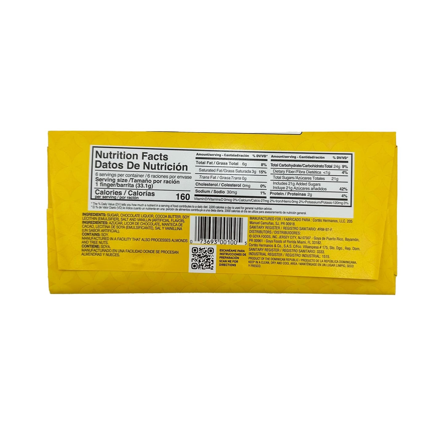 Chocolate Cortes Sweet Chocolate 7Oz - 20 Pack