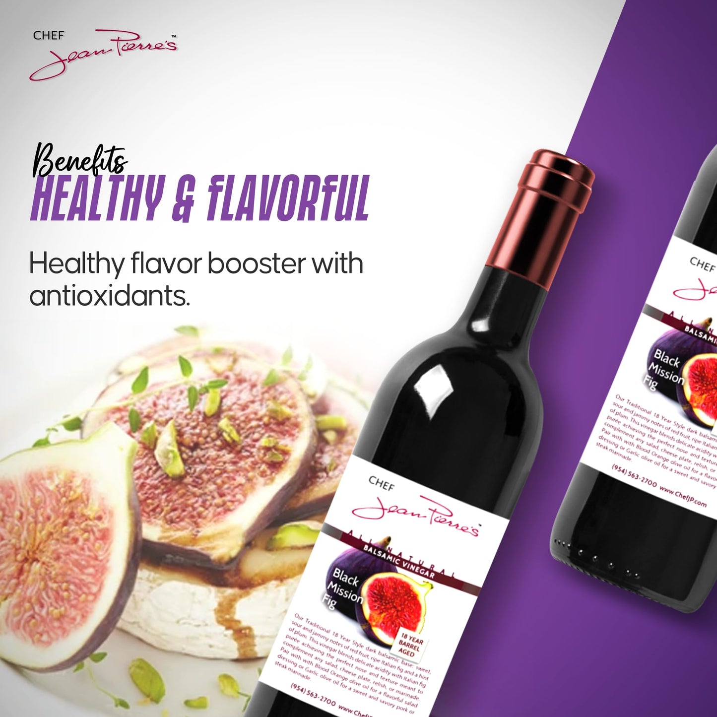 Chef Jean Pierre'S Italian Balsamic Vinegar - 200Ml (7Oz) Rich Black Mission Fig Flavor, 18-Years Traditional Barrel Aged - Idea