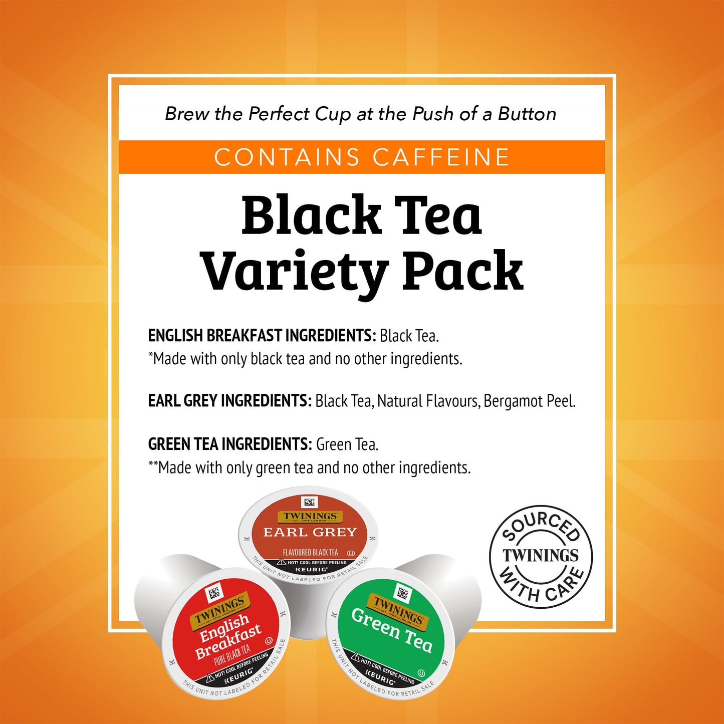 Twinings Variety Sampler K-Cup Pack, Includes English Breakfast, Earl Grey & Green, 12 Count (Pack of 3), Variety Tea Pack