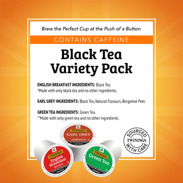 Twinings Variety Sampler K-Cup Pack, Includes English Breakfast, Earl Grey & Green, 12 Count (Pack of 3), Variety Tea Pack