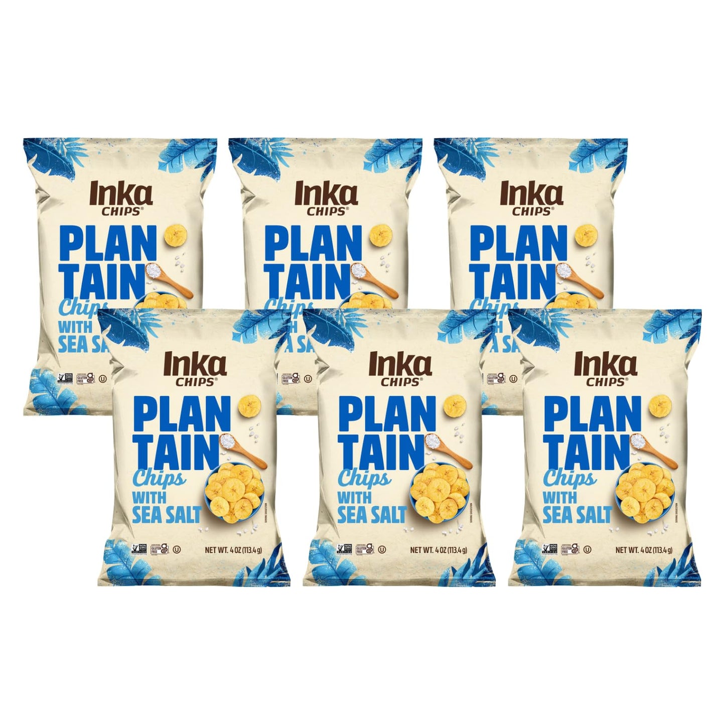 Inka Crops Inka Chips, Seasalt Plantain Chips, 4 Ounce (Pack of 6)