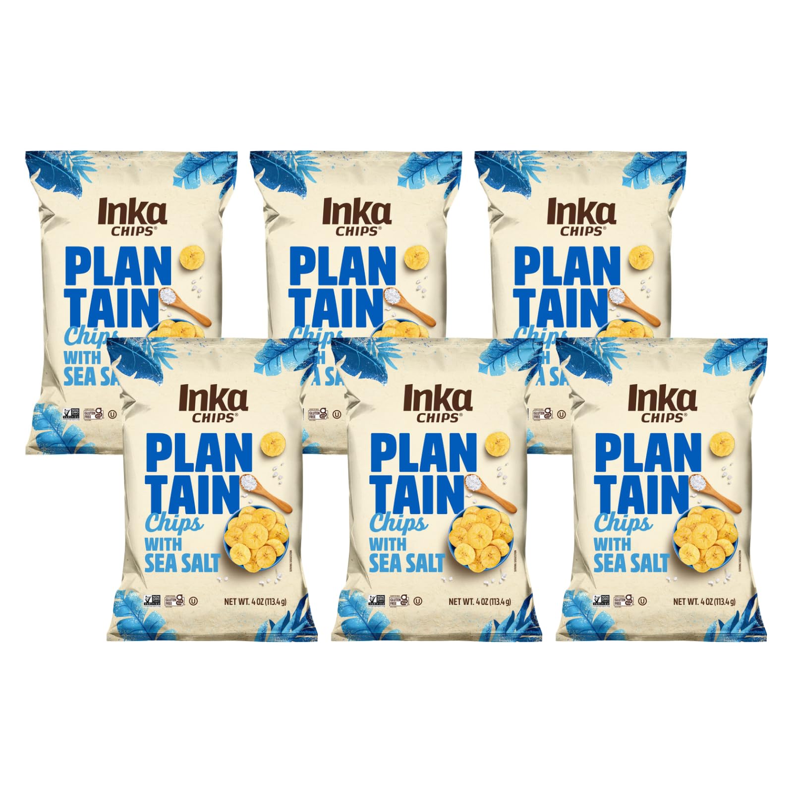 Inka Crops Inka Chips, Seasalt Plantain Chips, 4 Ounce (Pack of 6)