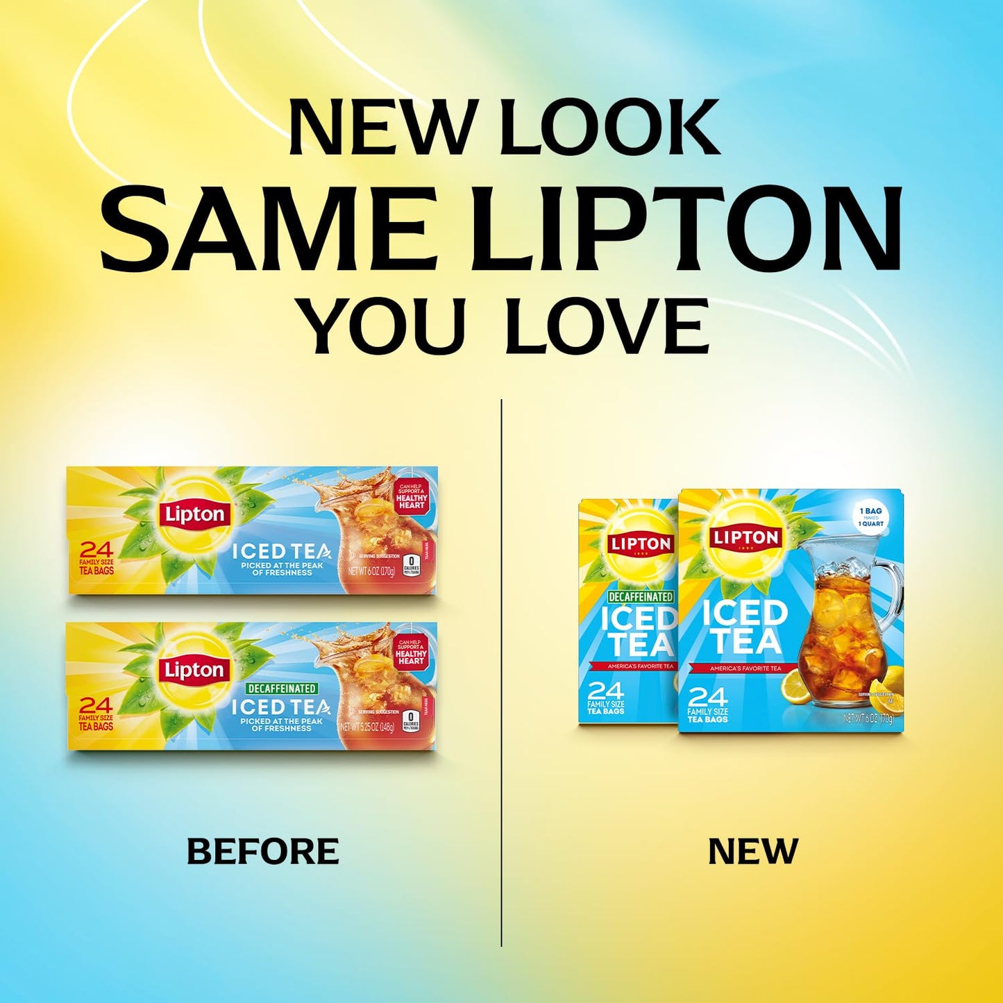 Lipton Unsweetened Iced Tea Bags, Family Size, Zero Calories, 24 Count
