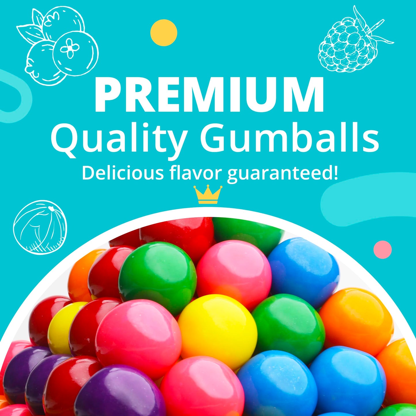 Gumballs For Gumball Machine - 1 Inch Large Double Bubble Gumballs - Assorted Fruit Flavored Bubble Gum For Kids - Sweet Gum Balls In Bulk 1.7 Lb - Chewing Gum For Kids