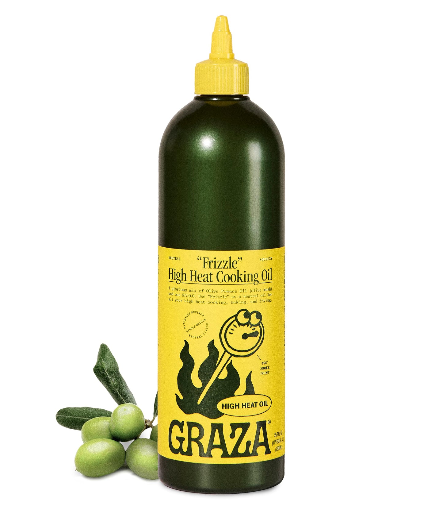 Graza Frizzle High Heat Cooking Oil - High Polyphenol, Neutral Flavor, 25.3 Fl Oz (750ml), Single Origin Olive Oil from Spain