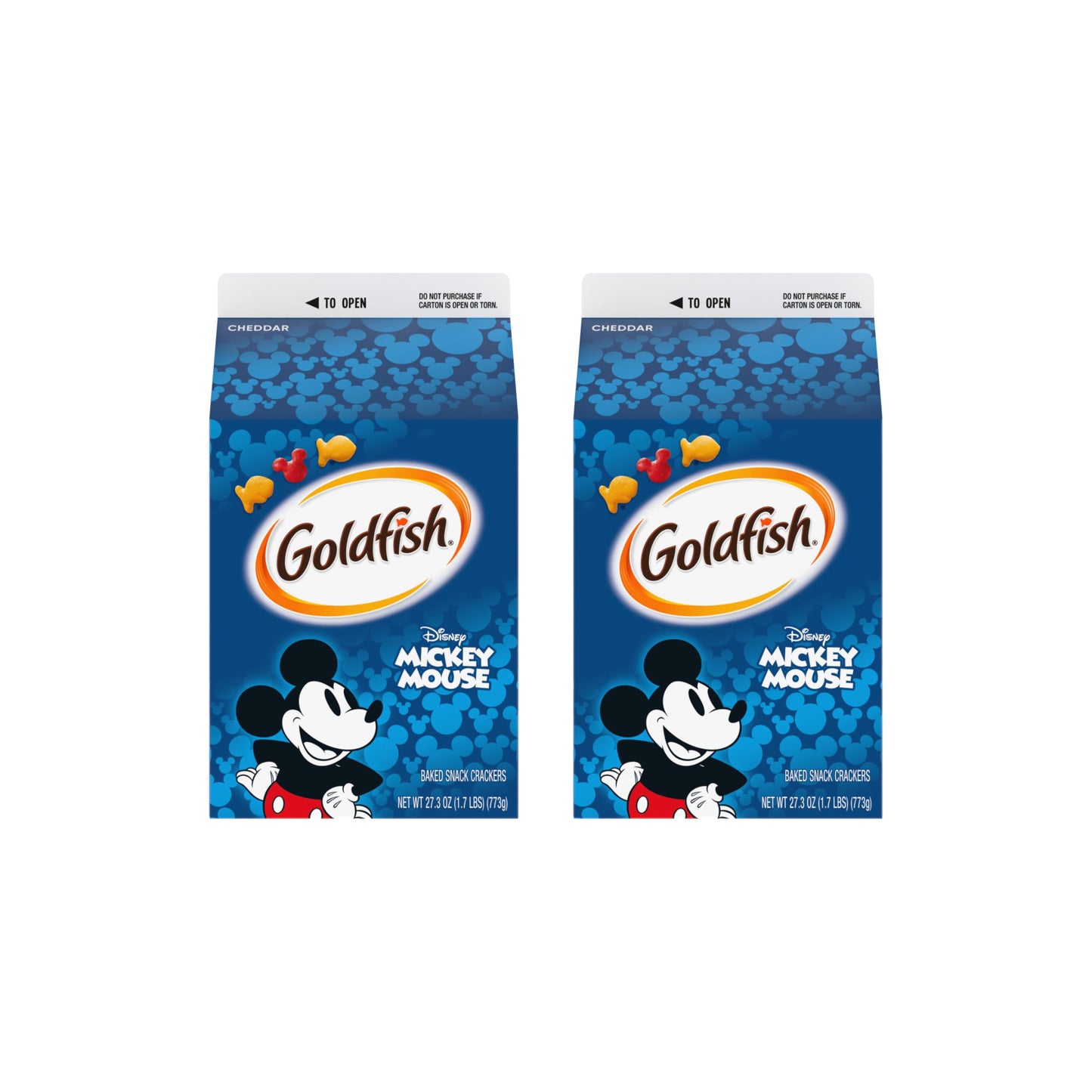 Goldfish Disney Mickey Mouse Cheddar Crackers, Snack Crackers, 27.3 oz carton (Pack of 2)