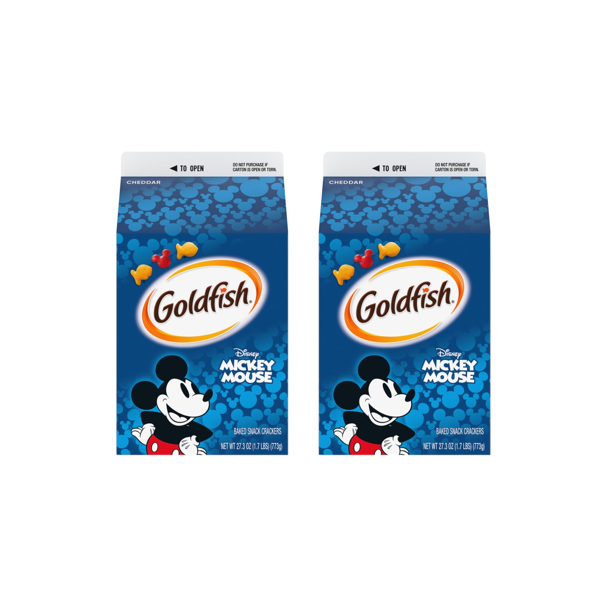 Goldfish Disney Mickey Mouse Cheddar Crackers, Snack Crackers, 27.3 oz carton (Pack of 2)