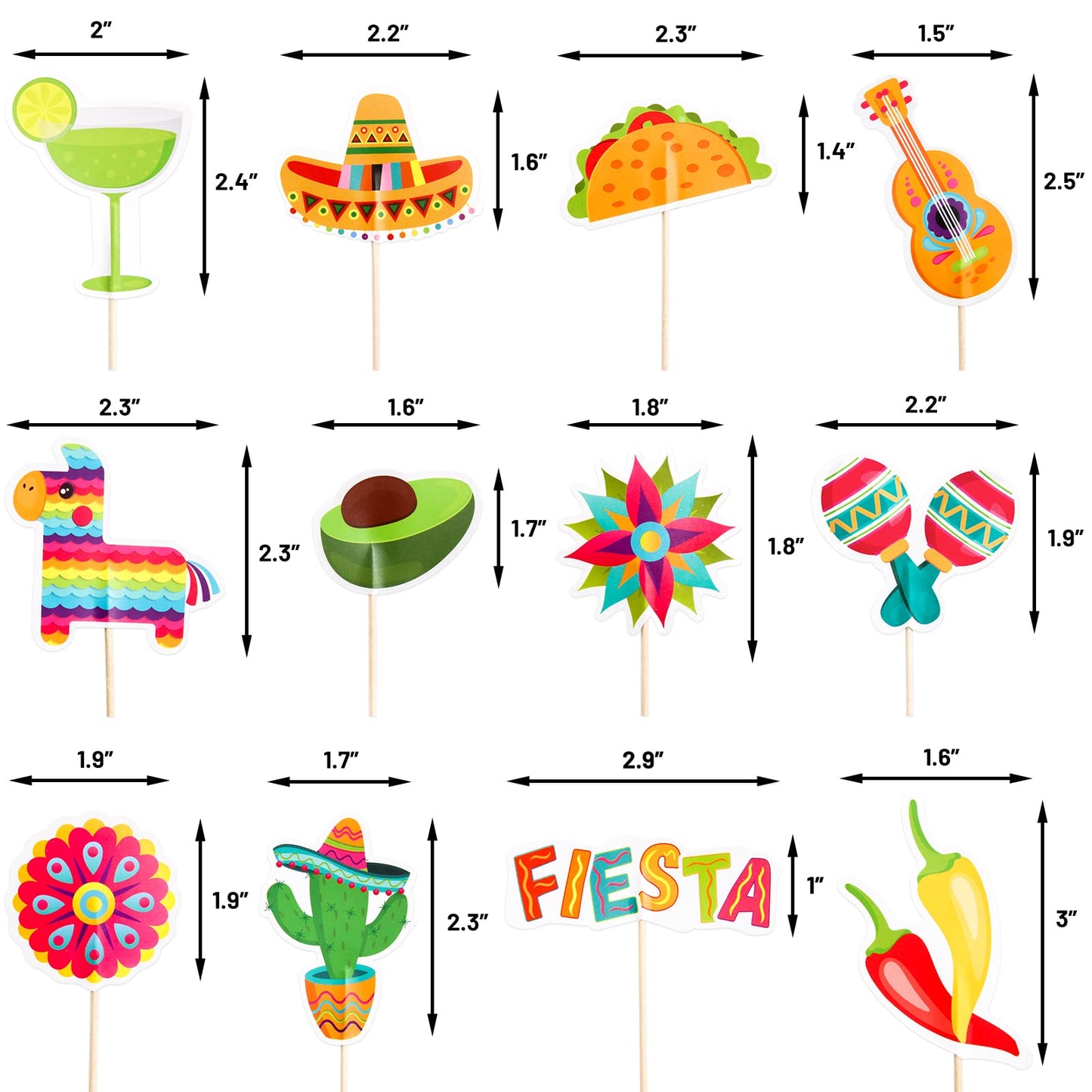 48Pcs Fiesta Cupcake Toppers Cinco De Mayo Decorations Mexican Fiesta Party Decorations Supplies