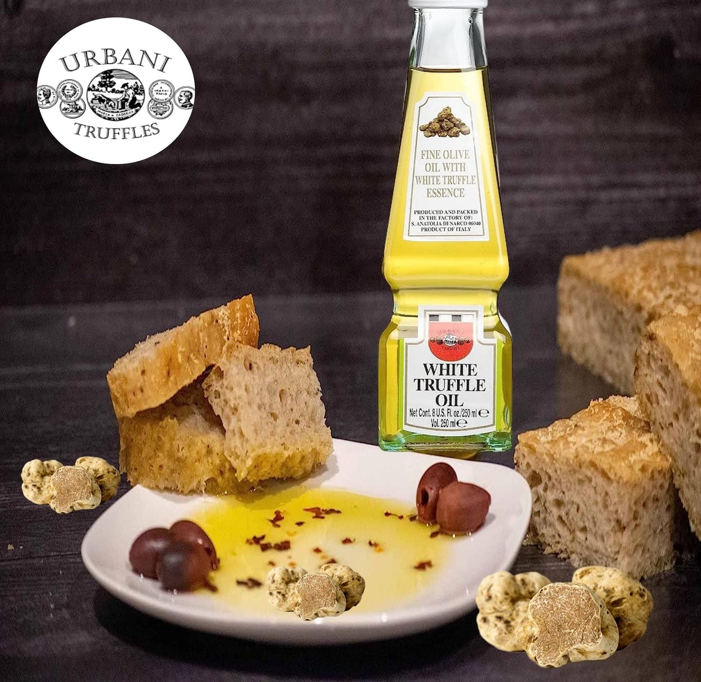 Urbani Truffles Natural White Truffle Oil, All-Natural Vegan Culinary Oil, 1.8 fl oz (55 ml), Perfect for Fish, Salad, Pasta, and Meat