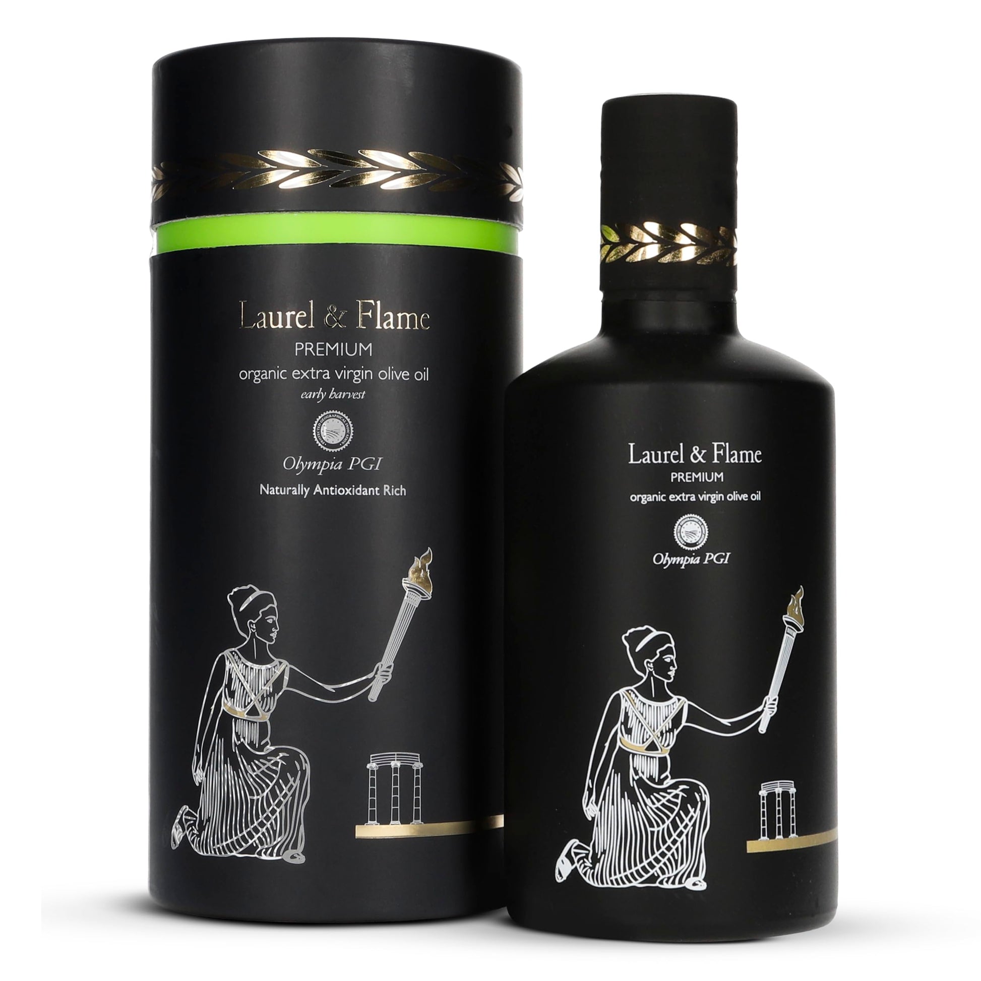 World's Best Gold Award - Laurel & Flame Olympia PGI Premium Olive Oil Extra Virgin - Polyphenol Rich (1029 mg/kg) - USDA Organi