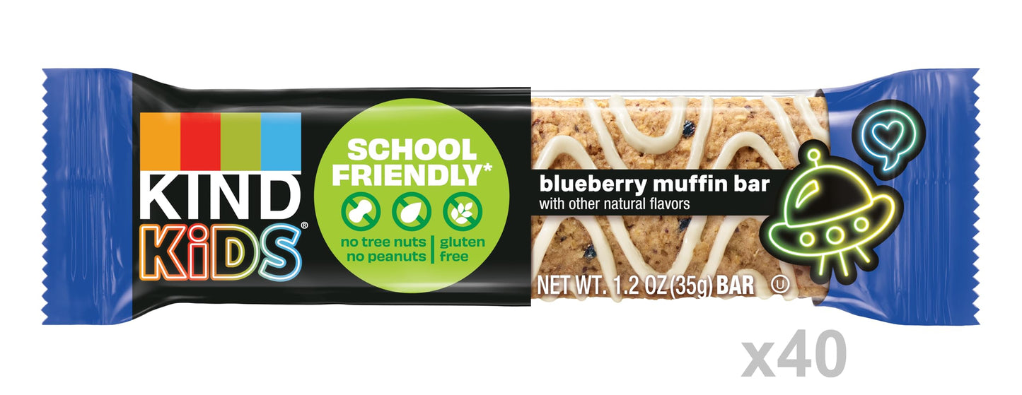 KIND Kids Blueberry Muffin Bars, Gluten Free, 5g Protein, 40 Count