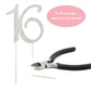 Crystal Creations 16 Cake Topper - Premium Silver Metal, Sparkly Rhinestone Decoration, 1 Count