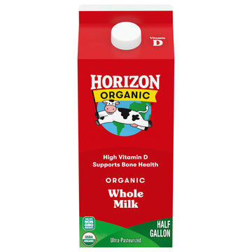 Horizon Organic High Vitamin D Whole Milk, Rich and Creamy High Vitamin D Milk, 64 fl oz Half Gallon Carton