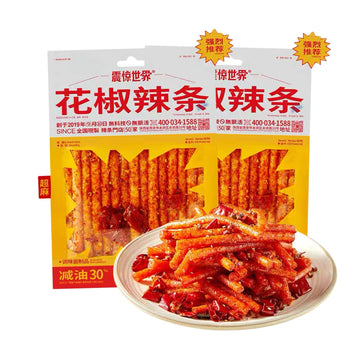 Spicy Strips - (Common Prickly Ash flavor) Spicy Gluten Latiao, Chinese Special Casual Snack Food, Made From Wheat/Chili/Spice, 