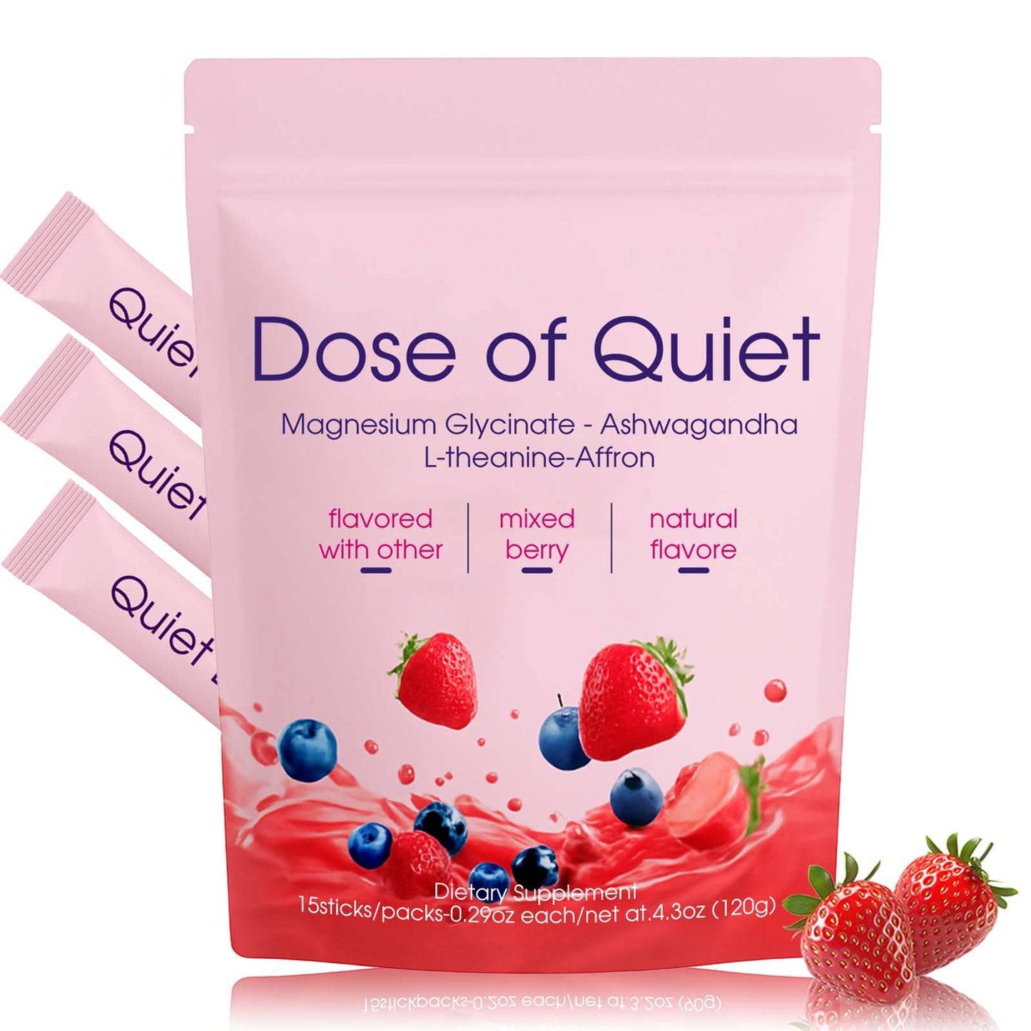 Quiet of Dose Calming Drink Mix - Relaxation & Sleep Support with L-Theanine, Affron Saffron Extract, Magnesium Glycinate & Ashw