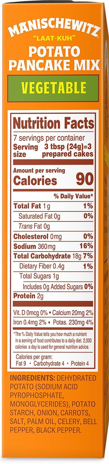 Manischewitz Vegetable Potato Pancake Mix, 6Oz (2 Pack) | Gluten Free | No Msg | Traditional Style Potato Latke Mix