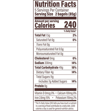 Thomas Cinnamon Raisin Mini Bagels, 10 Pre Sliced Mini Bagels with No High Fructose Corn Syrup, 15 Oz Bag