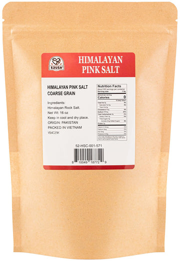 52Usa Himalayan Salt Coarse 1 Lb (453G), Pink Himalayan Salt, Sea Salt For Grinder Refill, Kosher, Pure Crystal Salt