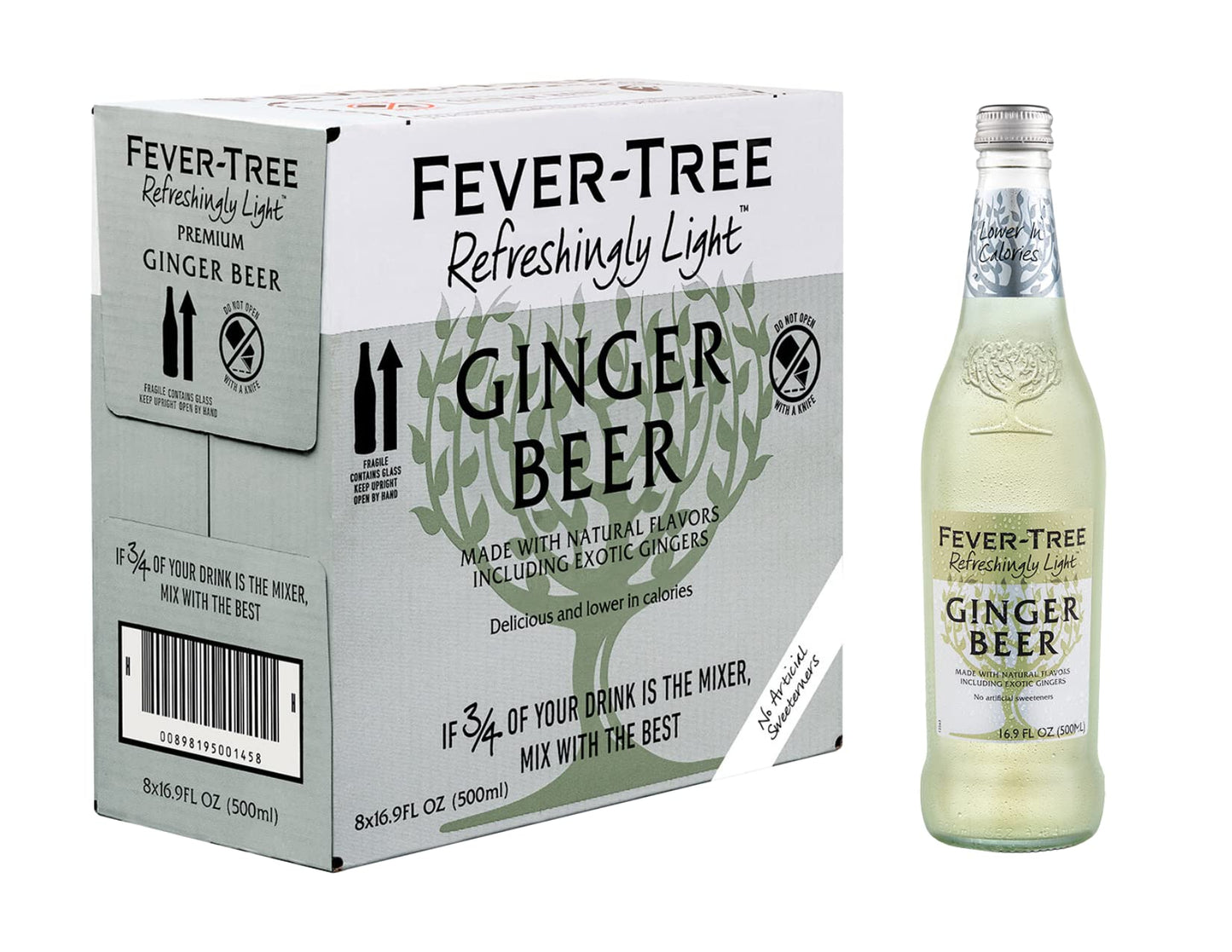 Fever-Tree Refreshingly Light Ginger malt-inspired  No Artificial Sweeteners  Flavourings or Preservatives  16.9 Fl Oz (Pack of 8)